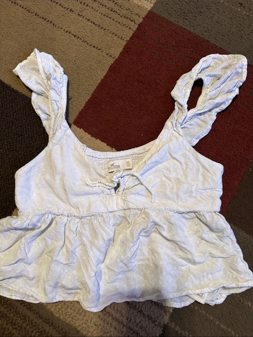 Hollister white Ruffle Strap Peplum Tank